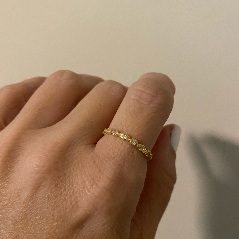 Gold Eternity Stacking Ring with CZ’s - Picture 4 of 5